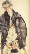 Egon Schiele Self-Portrait in Black Cloak (mk12) painting